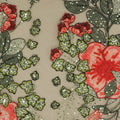 Red and Green Abstract Flowers Embroidered Tulle Fabric - Rex Fabrics