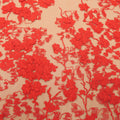 Red With High Relief Floral Embroidered Tulle Fabric - Rex Fabrics