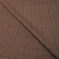 Brown Loro Piana Windowpane Wool Suiting Fabric - Rex Fabrics
