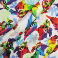 Multicolored Floral on a White Background Printed Polyester Mikado Fabric - Rex Fabrics