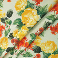 Orange Rose Floral on Nude Background Printed Polyester Mikado Fabric - Rex Fabrics