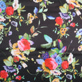 Pink and Red Roses on Black Background Printed Polyester Mikado Fabric - Rex Fabrics