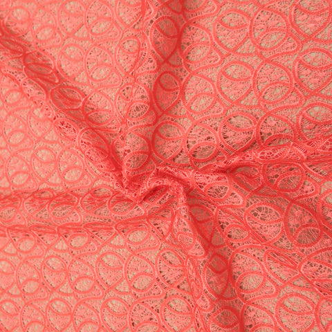 Coral Sequins Abstract Embroidered Guipure Lace Fabric - Rex Fabrics