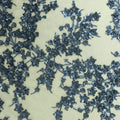 Navy Floral Beaded Embroidered Tulle Fabric - Rex Fabrics