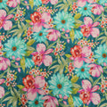 Pink and Teal Orchid Floral Pattern Printed Cotton Pierre Cardin - Rex Fabrics