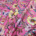 Yellow Orchids on Pink Floral Printed Cotton Pierre Cardin - Rex Fabrics