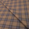 Brown with Blue Accents Plaid Superfine Wool Loro Piana Fabric - Rex Fabrics