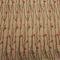 Black Tulle with Red 3D High Relief Balls and Branches Embroidered Tulle Fabric - Rex Fabrics