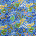 Aqua Anthurium on Cornflower Blue Ground Floral Printed Cotton Pierre Cardin Cottone - Rex Fabrics