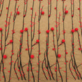 Black Tulle with Red 3D High Relief Balls and Branches Embroidered Tulle Fabric - Rex Fabrics