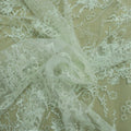 White With Glitter Abstract Embroidered Tulle Fabric - Rex Fabrics