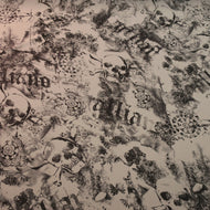 Pirate Skulls Galiano Printed Silk Chiffon Fabric