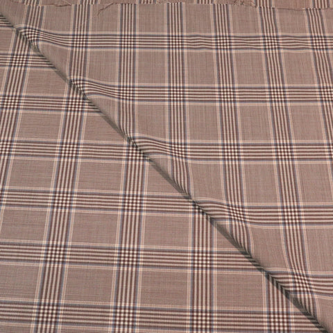 Light Grey Plaid Wool Ermenegildo Zegna Cloth Suiting Fabric - Rex Fabrics