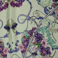 Blue, Purple and Yellow Abstract Flowers Printed Silk Charmeuse Fabric - Rex Fabrics
