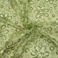 Green Floral and Circles Embroidered Organza Fabric - Rex Fabrics