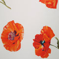 Orange Floral on White Background Printed Polyester Mikado Fabric - Rex Fabrics