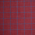 Red and Blue Windowpane Ariston Wool, Silk and Linen Blend Fabric - Rex Fabrics