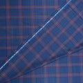 Blue and Red Tartan Ariston Wool, Silk and Linen Blend Fabric - Rex Fabrics