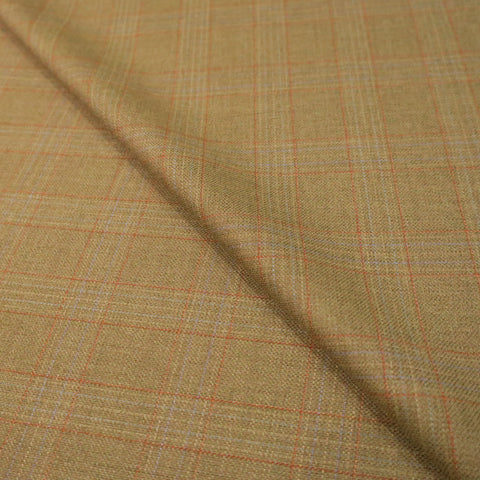 Olive Green Windowpane Wool Loro Piana Fabric - Rex Fabrics