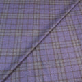 Blue and Light Brown Windowpane Luxury Wool and Silk Jacketing Dormeuil Fabric - Rex Fabrics