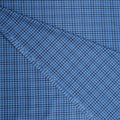 Navy Blue and Blue Gingham Ariston Wool, Silk and Linen Blend Fabric - Rex Fabrics