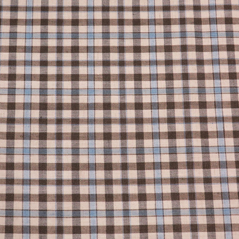 White Brown and Light Blue Windowpane and Check Ermenegildo Zegna Cloth Suiting Fabric - Rex Fabrics