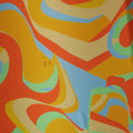 Yellow, Green and Orange Abstract Printed Silk Charmeuse Fabric - Rex Fabrics