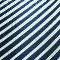 Navy Stripes on a White Background Printed Silk Charmeuse Fabric - Rex Fabrics
