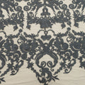 Black Arabesques Embroidered Tulle Fabric - Rex Fabrics