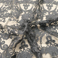 Black Arabesques Embroidered Tulle Fabric - Rex Fabrics