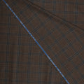 Brown and Blue Plaid Diamond Wool, Silk and Linen Ariston Fabric - Rex Fabrics