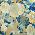Beige with Blue Floral Polyester Georgette Gala Fabric - Rex Fabrics