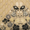 Nude Tulle with Gold Gray and Black Floral Embroidered Tulle Fabric - Rex Fabrics