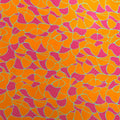 Orange with Pink Abstract Polyester Georgette Gala Fabric - Rex Fabrics
