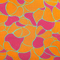 Orange with Pink Abstract Polyester Georgette Gala Fabric - Rex Fabrics