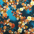 Floral on Blue Printed Polyester Mikado Fabric - Rex Fabrics
