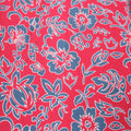 Blue Flowers on a Red Background Printed Jersey Stretch Fabric - Rex Fabrics