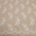 Ivory Floral Embroidered Double Scalloped Lace - Rex Fabrics