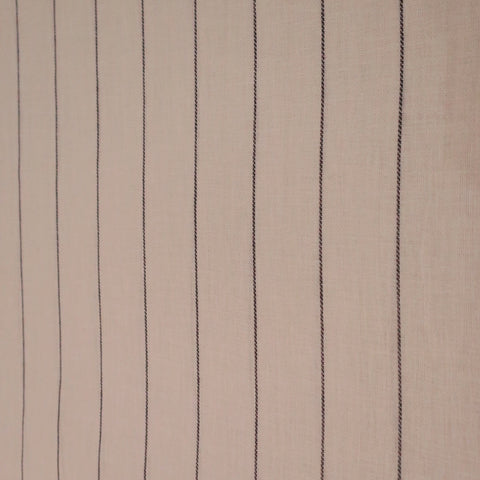 White with Black Charcoal Stripe Cambric Linen Loro Piana Fabric - Rex Fabrics