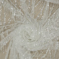 White Sequined and Beaded Abstract Embroidered Tulle Fabric - Rex Fabrics