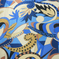 Light Blue and Nude Leaves Geometric Printed Silk Charmeuse Fabric - Rex Fabrics