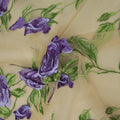 Nude Tulle with Purple Flowers Embroidered Fabric - Rex Fabrics