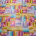 Multicolored Geometric with White Background Printed Silk Charmeuse Fabric - Rex Fabrics