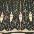 Black Tulle with Black Geometric Pattern Embroidered Fabric - Rex Fabrics