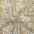 White Tulle with Gold and White Floral Abstract Embroidered Tulle Fabric - Rex Fabrics