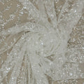 White-Silver Beaded and Sequined Embroidered Tulle Fabric - Rex Fabrics