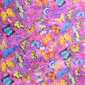 Multicolored Butterflies on Purple Background Printed Polyester Mikado Fabric - Rex Fabrics