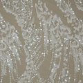 White Beaded and Sequined Abstract Embroidered Tulle Fabric - Rex Fabrics