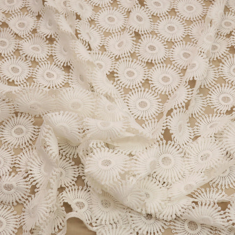 Ivory Bacteria Embroidered Lace - Rex Fabrics