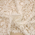 Off White Floral Corded Embroidered Double Scalloped Lace - Rex Fabrics